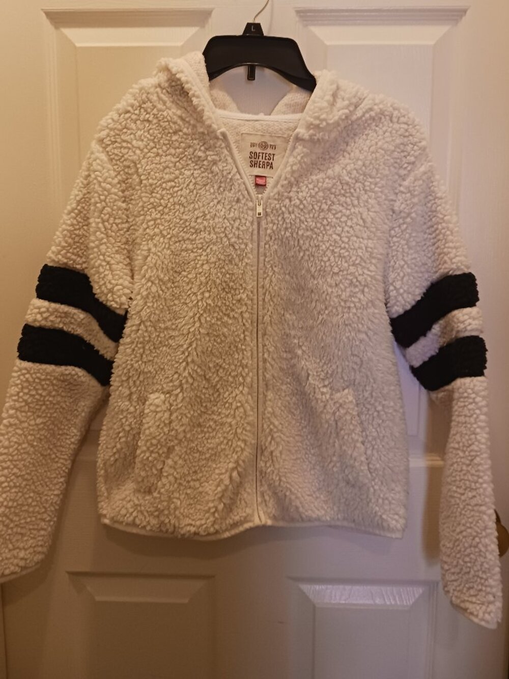 GIRLS Size S White Fleece Sherpa ZIP UP JACKET BY:SO Fuzzy & Soft